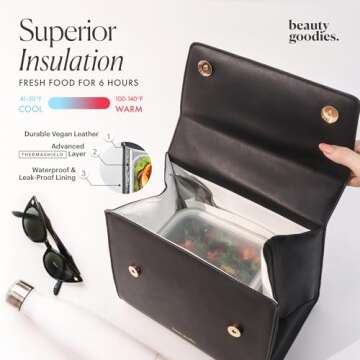 Beauty Goodies Lunch Bag Women Insulated for Work, Lunch Tote Bag for Women, Lunchbag Adult Woman, Women Lunch bags for Work, Cute Lunch Box for Women Insulated, Womens Lunch Bag, Lunchbag Adult Woman