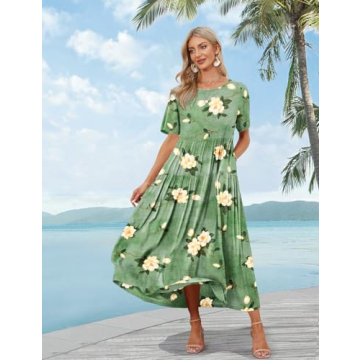 YESNO Bohemian Floral Summer Dress with Pockets