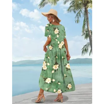 YESNO Bohemian Floral Summer Dress with Pockets