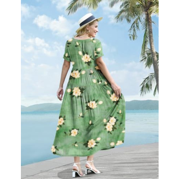 YESNO Bohemian Floral Summer Dress with Pockets