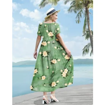 YESNO Bohemian Floral Summer Dress with Pockets