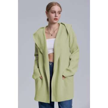 Cakulo Womens Long Hooded Cardigan Sweaters 2024 Oversized Cardigans Open Front Fall Knit Sweater Co...