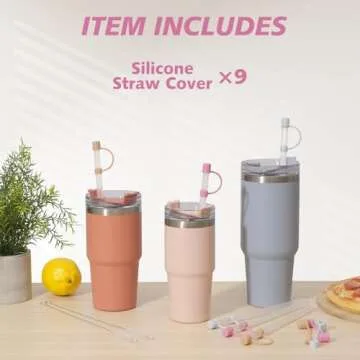 Straw Cover Cap for Stanley Cup 10MM Adventure Quencher 40oz, Reusable Silicone Stopper Topper Tips for Stanley Tumbler Accessories, Fits 0.4 inch Drinking Straws, 9 pcs