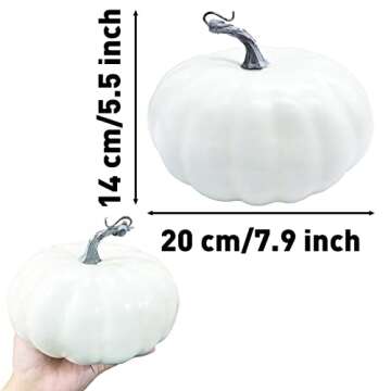Niurewan 7.9 Inch Large White Pumpkins for Decorating,Harvest Decorative Pumpkin,White Paintable Art...