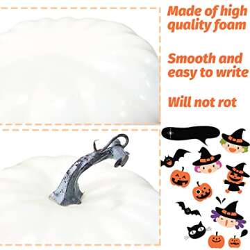 Niurewan 7.9 Inch Large White Pumpkins for Decorating,Harvest Decorative Pumpkin,White Paintable Artificial Pumpkins Perfect for Halloween Decor Thanksgiving Decor