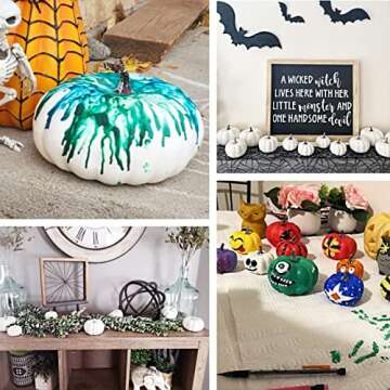 Niurewan 7.9 Inch Large White Pumpkins for Decorating,Harvest Decorative Pumpkin,White Paintable Artificial Pumpkins Perfect for Halloween Decor Thanksgiving Decor