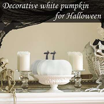 Niurewan 7.9 Inch Large White Pumpkins for Decorating,Harvest Decorative Pumpkin,White Paintable Artificial Pumpkins Perfect for Halloween Decor Thanksgiving Decor