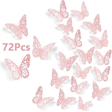 SAOROPEB 3D Butterfly Wall Decor, 72Pcs 3 Sizes 3 Styles, Removable Stickers Wall Decor Room Mural f...