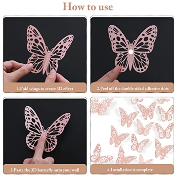 SAOROPEB 72Pc 3D Butterfly Wall Decals for Kids Decor