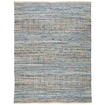 SAFAVIEH Cape Cod Collection Area Rug - 6' x 9', Natural & Blue, Handmade Flat Weave Coastal Braided...
