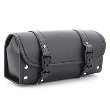 Motorcycle Tool Bag, Universal PU Leather Motorcycle Fork Bag Saddlebags Handlebar Bag Sissy Bar Sto...