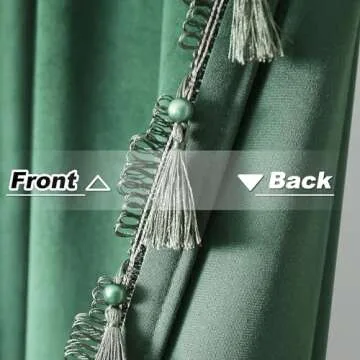 Fazhesici Dark Green Blackout Velvet Curtains 90 inches Long Windows Rod Pocket Drapes with Tassels Soundproof Thermal Curtains for Living Room 2 Panels Set 52" x 90"