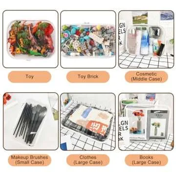 Calantre 3PCS Clear Zipper Cases, Portable Clear Organizer Bag for Travel, Double Zippered Hard Shell Plastic Clear Pencil Case, Cosmetic Bag for Make Up Tools, Toiletries, Toy Storage