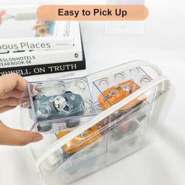 Calantre 3PCS Clear Zipper Cases, Portable Clear Organizer Bag for Travel, Double Zippered Hard Shell Plastic Clear Pencil Case, Cosmetic Bag for Make Up Tools, Toiletries, Toy Storage