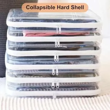 Calantre 3PCS Clear Zipper Cases, Portable Clear Organizer Bag for Travel, Double Zippered Hard Shell Plastic Clear Pencil Case, Cosmetic Bag for Make Up Tools, Toiletries, Toy Storage