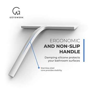 GÜTEWERK Shower Squeegee for Glass Doors, Silicone Window Squeegee, Bathroom and Glass Cleaning - W...