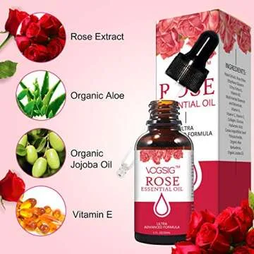 VOGSIG Rose Essential Oil 30ml - Aromatherapy, Skin Moisturizing, Anti-Aging, Reduce Pigmentation, Q...