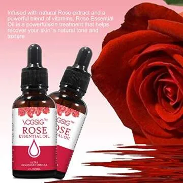 VOGSIG Rose Essential Oil 30ml - Aromatherapy, Skin Moisturizing, Anti-Aging, Reduce Pigmentation, Quickly Absorbed