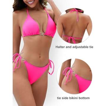 Evolyline Women's O Ring Bikini Set 2 Piece Women's Bikini Swimsuit Sexy Thong Spaghetti Strap Triangle Swimsuit Bathing Suit