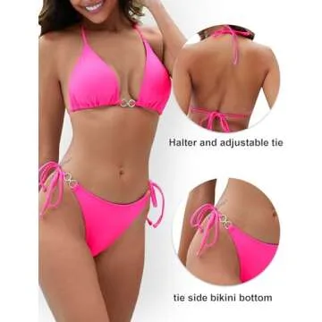 Evolyline Women's O Ring Bikini Set 2 Piece Women's Bikini Swimsuit Sexy Thong Spaghetti Strap Triangle Swimsuit Bathing Suit