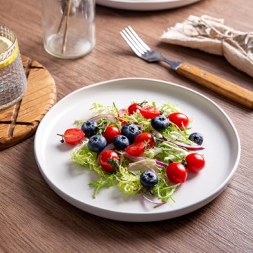 AmorArc Ceramic Dinner Plates Set - Elegant Wavy Rim Design