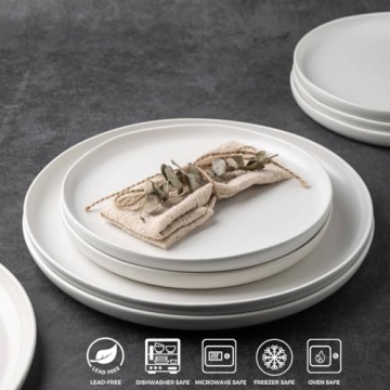 AmorArc Ceramic Dinner Plates Set - Elegant Wavy Rim Design