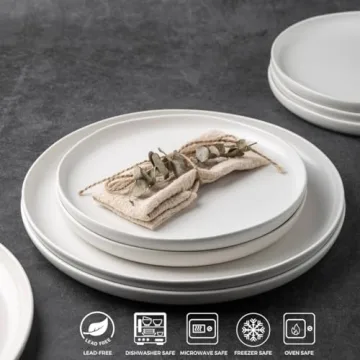 AmorArc Ceramic Dinner Plates Set - Elegant Wavy Rim Design