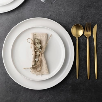 AmorArc Ceramic Dinner Plates Set - Elegant Wavy Rim Design