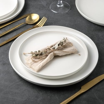 AmorArc Ceramic Dinner Plates Set - Elegant Wavy Rim Design