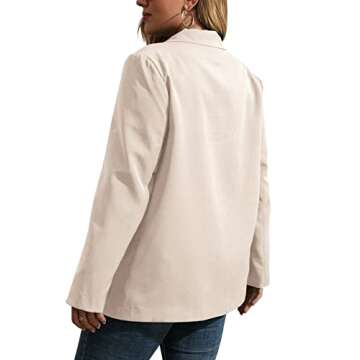 Womens Plus Size Casual Buttons Blazers Long Sleeve Work Office Lapel Blazer Jackets with Pockets