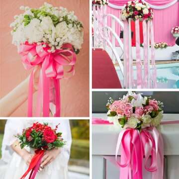 ASTARON Satin Ribbon for Crafts 1 Inch, Red Pink Solid Color Ribbon Fabric Ribbon for Gift Wrapping Bouquets DIY Hair Bows Silk Ribbon for Valentine's Decorations