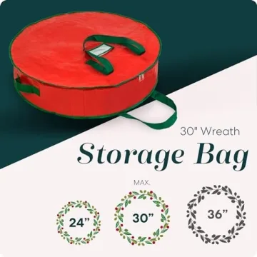 Durable Christmas Wreath Storage Bag with Zipper and Handles