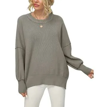 Oversized Crewneck Pullover Sweater for Women – LOGENE