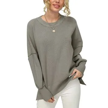 Oversized Crewneck Pullover Sweater for Women – LOGENE