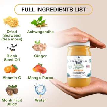 TrueSeaMoss Sea Moss Black Seed Oil Ashwagandha Ginger - Made with Irish Seamoss - Rich in Minerals & Vitamins - Supports Health, Made in USA from Fresh Sea Vegetables (5 in 1, Pack of 1)