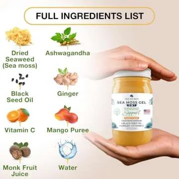 TrueSeaMoss Sea Moss Black Seed Oil Ashwagandha Ginger - Made with Irish Seamoss - Rich in Minerals & Vitamins - Supports Health, Made in USA from Fresh Sea Vegetables (5 in 1, Pack of 1)