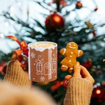 Zubebe 6 Pcs Christmas Coffee Mugs Set 11oz Gingerbread Ceramic Coffee Cups Stackable Cocoa Milk Tea Holiday Mugs Christmas Party Decor Gift for Women Family Friends Colleagues