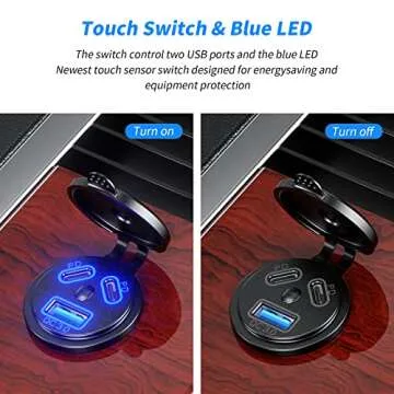 Kewig 12V USB Outlet Car Charge, 108W Super Fast Dual PD3.0 & QC3.0 3-Port Multiple USB Port for Car, USB C Cigarette Lighter Replacement 12 Volt Socket Waterproof for Marine Motorcycle RV Golf Cart