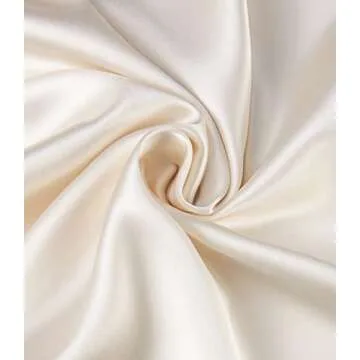 Women's Satin High Waist Hidden Elasticized Waistband FlaBeige Casual A Line Midi Skirt