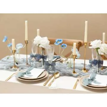 Vitalizart Dusty Blue Handmade Chiffon Silk Ribbon Fringe 1.5" x 21 Yd Frayed Edges Ribbons for Wedding Invitations Bridal Bouquets Gifts Wrapping Crafts Holiday Party Decorations