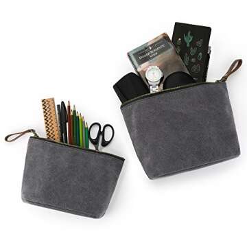 SMRITI Canvas Large Makeup Bag Pouch Purse Cosmetic Organizer for Women