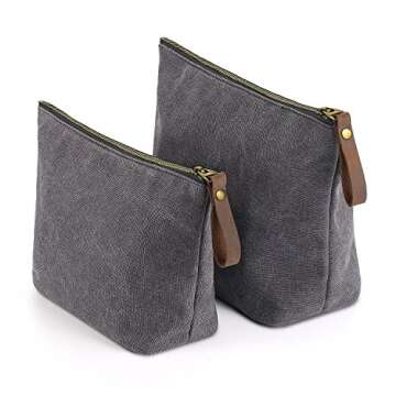 SMRITI Canvas Large Makeup Bag Pouch Purse Cosmetic Organizer for Women