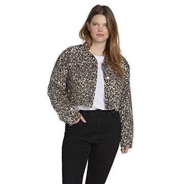 Volcom Women's Super Stoney Cropped Boxy Denim Jacket, Animal Print, Extra Large