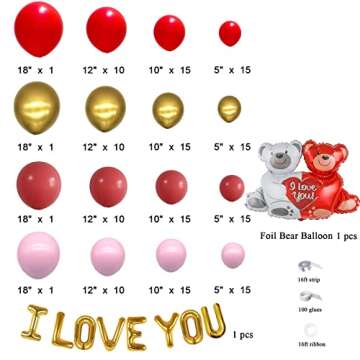 Vibrant Valentines Day Balloons Arch Kit for Celebrations