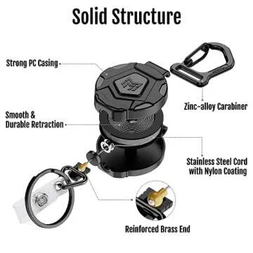 MNGARISTA 2-Pack Retractable Keychain, Heavy Duty Carabiner Badge Holder, Tactical ID Badge Reel with 31.5” Steel Retractable Cord, 8.0 oz