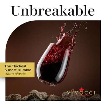 Vivocci Unbreakable Plastic Stemless Wine Glasses 20 oz | 100% Tritan Heavy Base | Shatterproof Glassware | Ideal For Cocktails & Scotch | Perfect For Homes & Bars | Dishwasher-Safe | Set of 4
