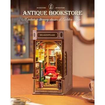 Rolife DIY Book Nook Kit 3D Wooden Puzzles for Adults 8.6" Bookstore Miniature House Kit Booknook Bo...