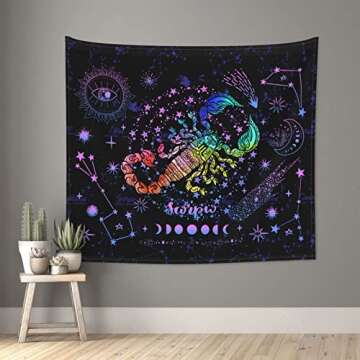 JASUTOT Scorpio Constellation Tapestry Zodiac Sign Tapestry Horoscope Tapestry Astrology Wall Hangin...