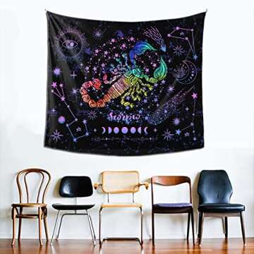 JASUTOT Scorpio Constellation Tapestry Zodiac Sign Tapestry Horoscope Tapestry Astrology Wall Hanging For Bedroom Living Room Dorm (51x60Inch)