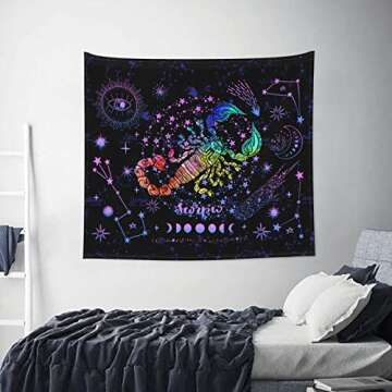 JASUTOT Scorpio Constellation Tapestry Zodiac Sign Tapestry Horoscope Tapestry Astrology Wall Hanging For Bedroom Living Room Dorm (51x60Inch)